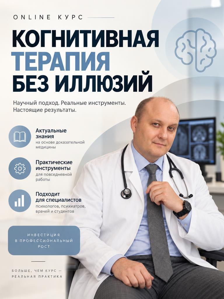 Мини-курс от психиатра «Когнитивная терапия в реальной практике, когда психологии недостаточно»